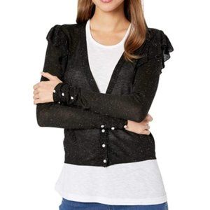 NEW Sparkle Black Ruffle Cardigan Size XS